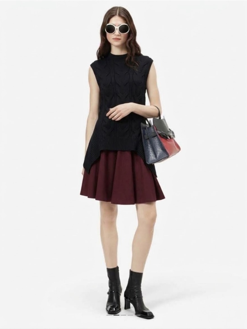 ALEXANDER MCQUEEN Women's Wool Sleeveless Knit Fit & Flare Dress, Small